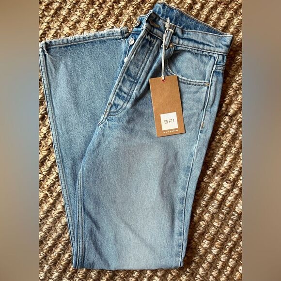 NWT EB Denim High Rise Straight Leg Light Wash Jeans - Picture 6 of 7